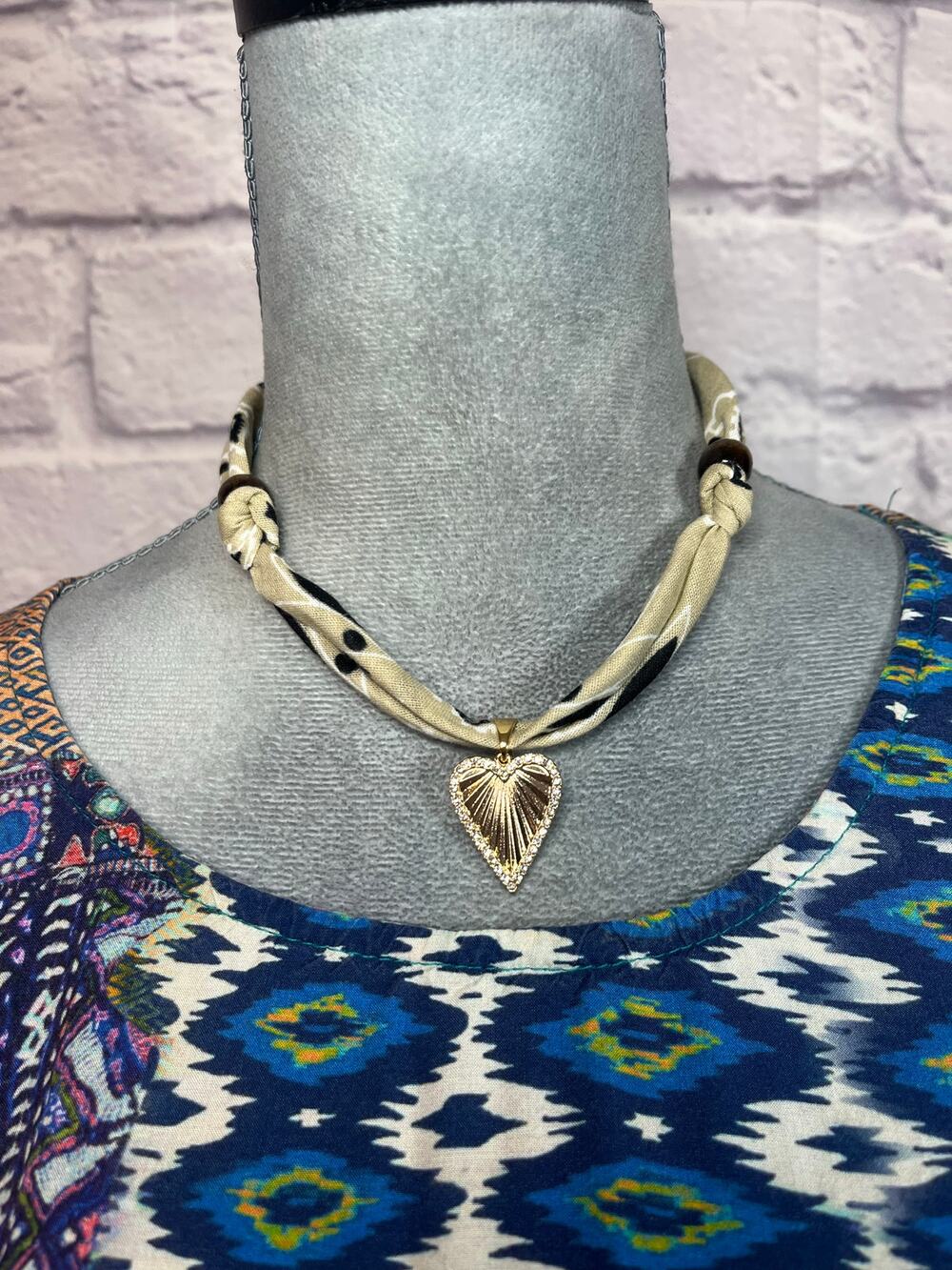 Handmade boho bandana and heart necklace